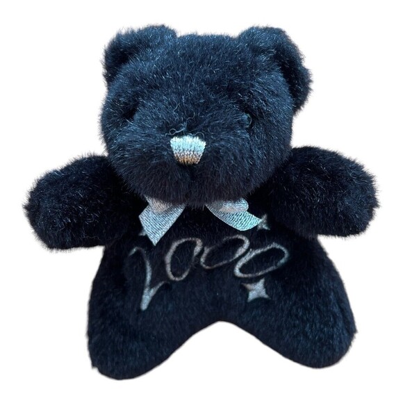 Teddy Bear 2000 Stuffed Animal Plush‎ 6” Black New Year’s Day - Picture 1 of 4